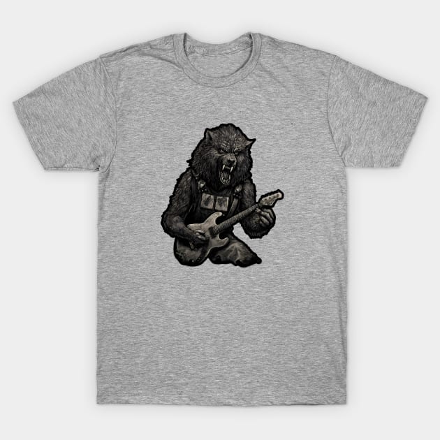 Wolf playing guitar T-Shirt by KOTYA
